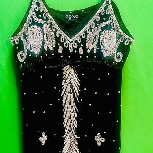 XOXO true vintage Y2K hand beaded Black and white sexy tank